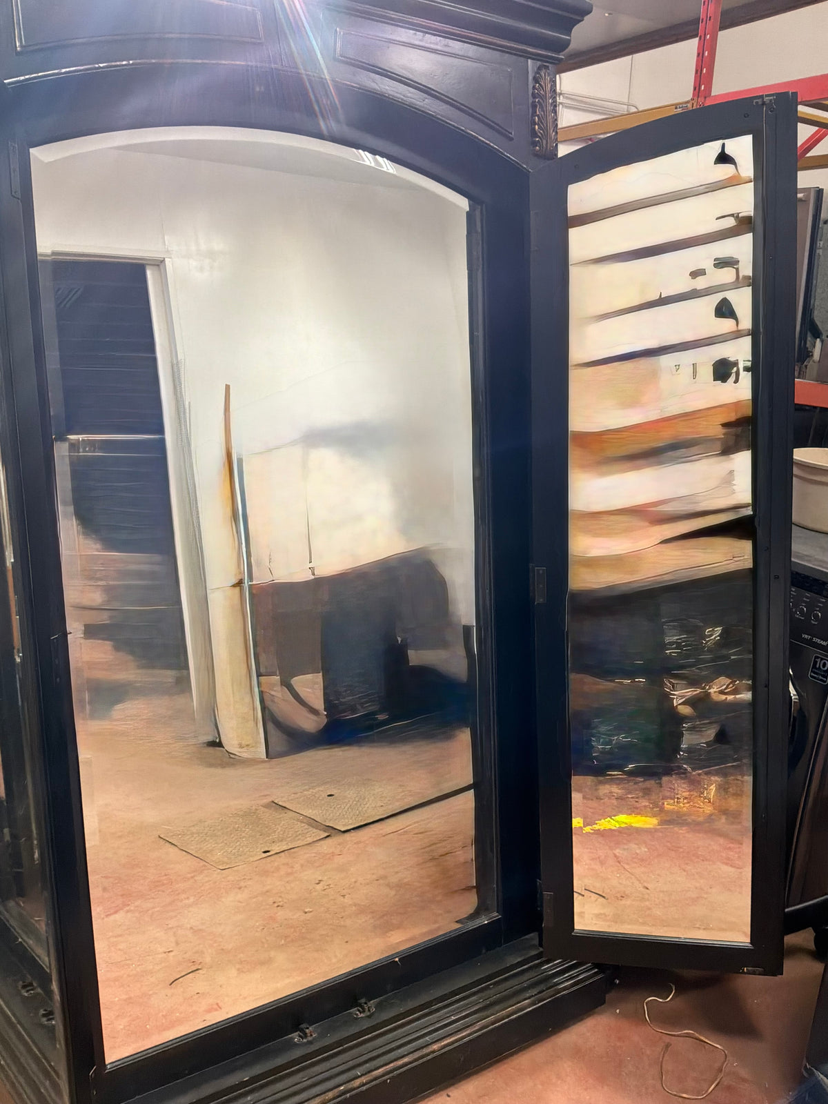 Hidden Full Length Beveled Triple Mirror