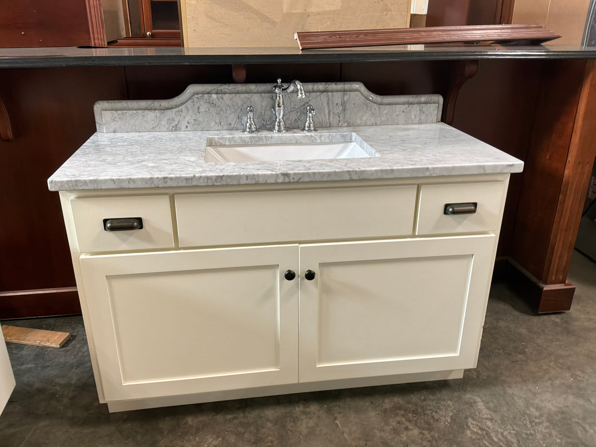 Classic White Bathroom Vanity with Marble Counter
