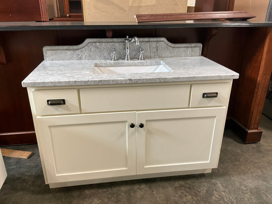 Classic White Bathroom Vanity with Marble Counter