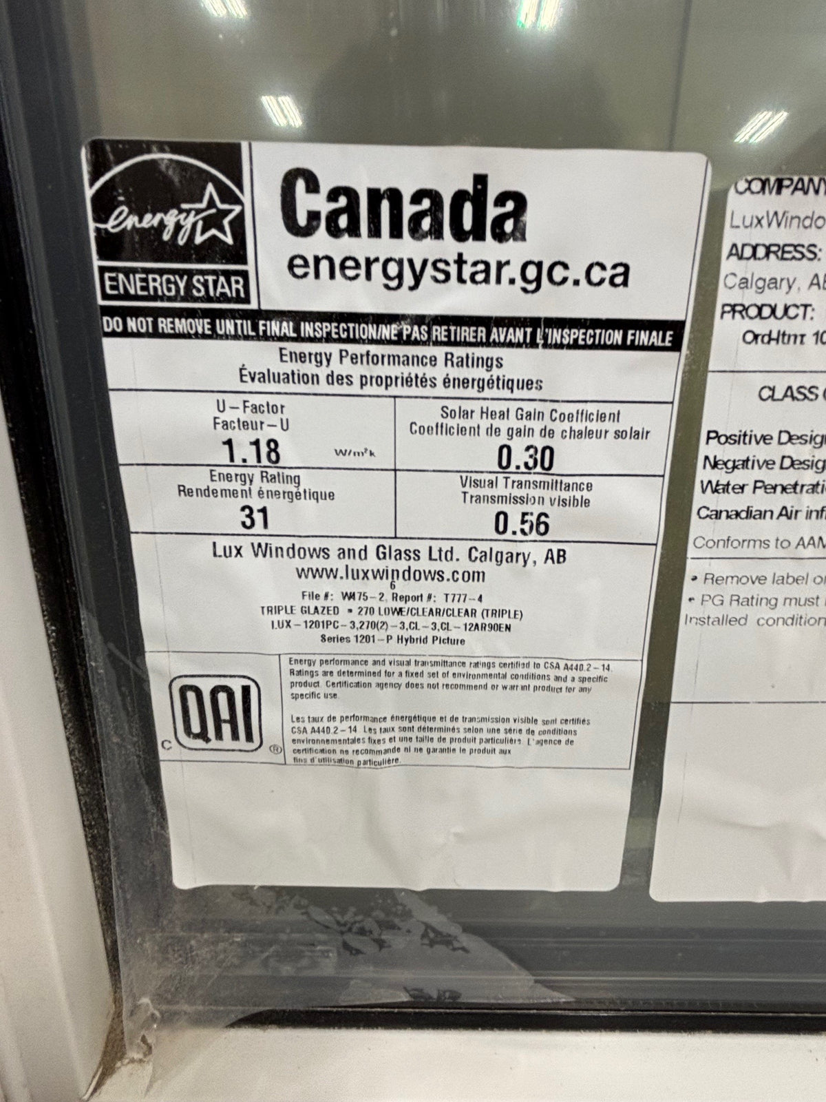 New Black Non-opening Triple Pane Window