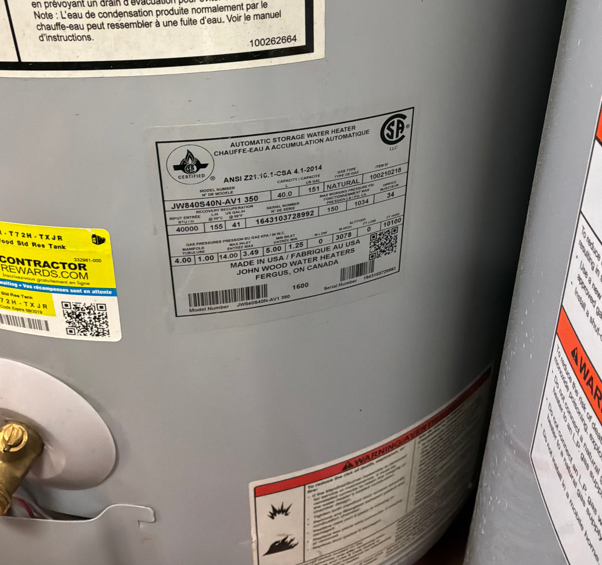 John Wood Hot Water Heater