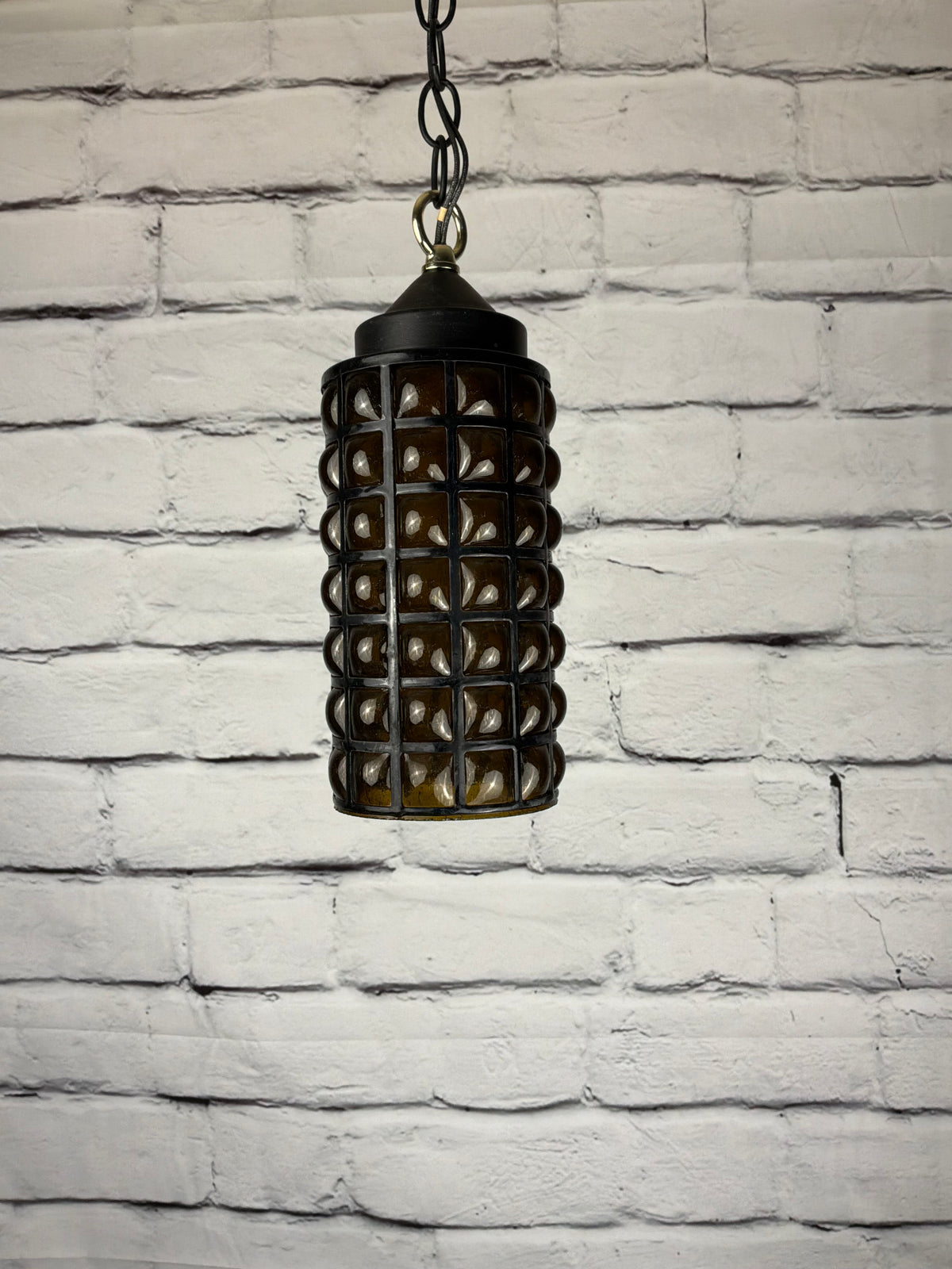 Vintage Amber Glass Pendant Light