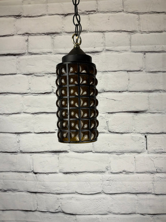 Vintage Amber Glass Pendant Light