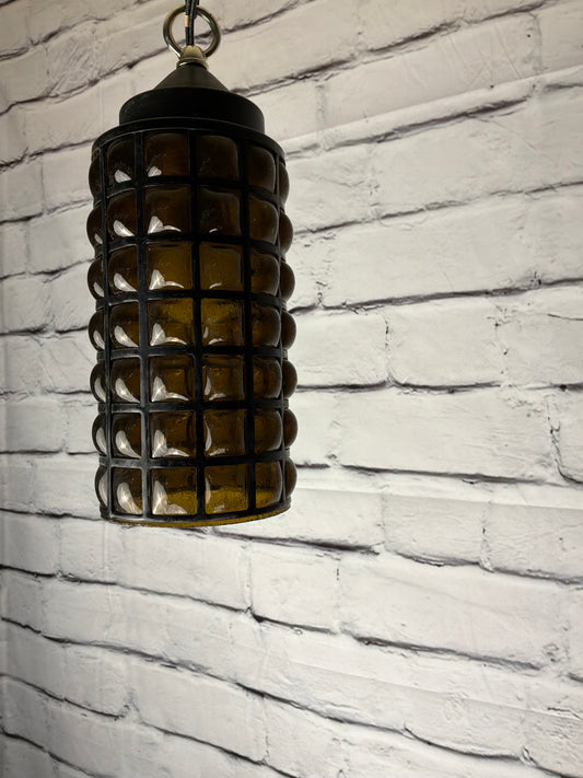 Vintage Amber Glass Pendant Light