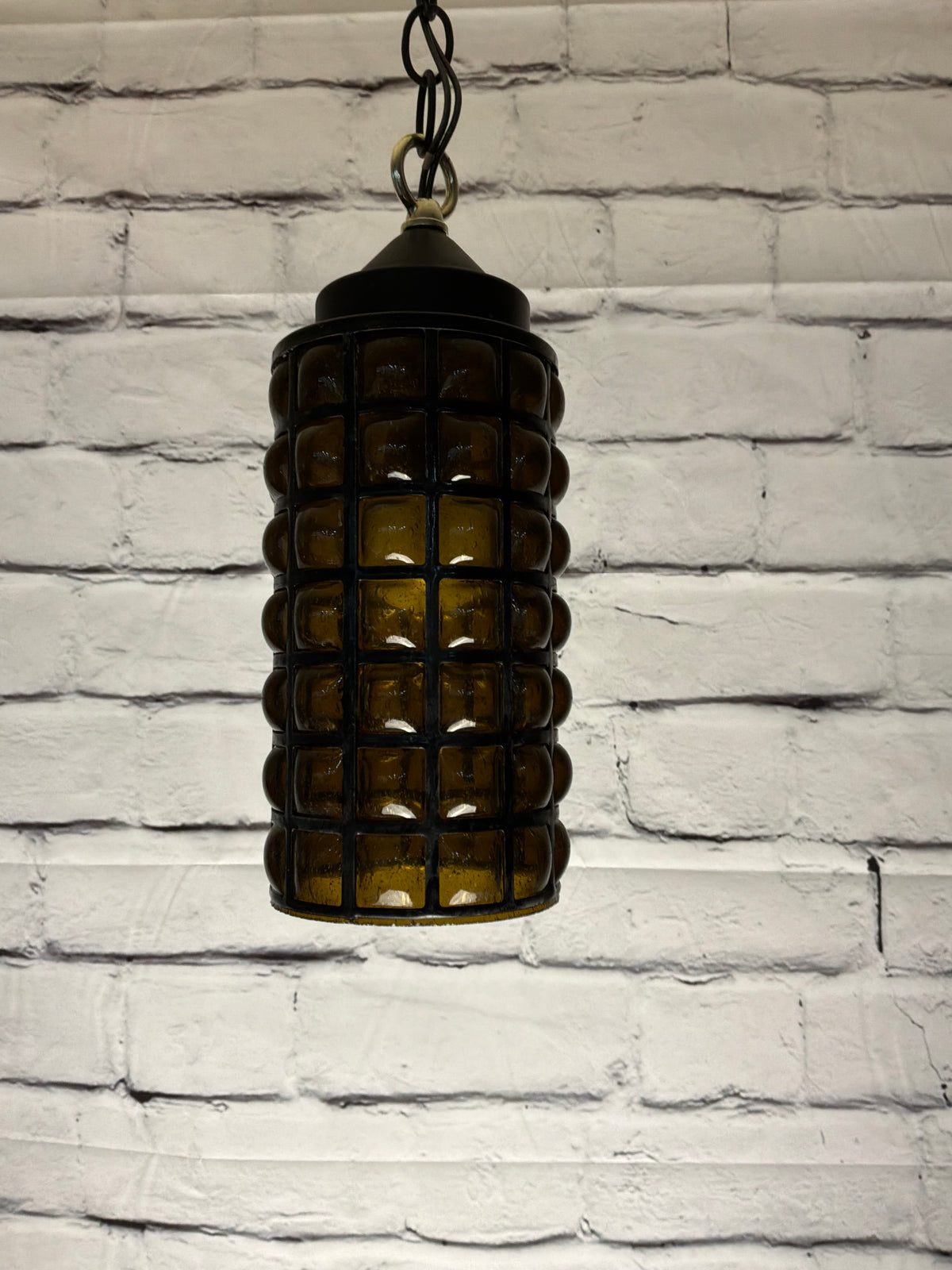 Vintage Amber Glass Pendant Light
