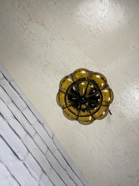 Vintage Flushmount Amber Glass Light Fixture