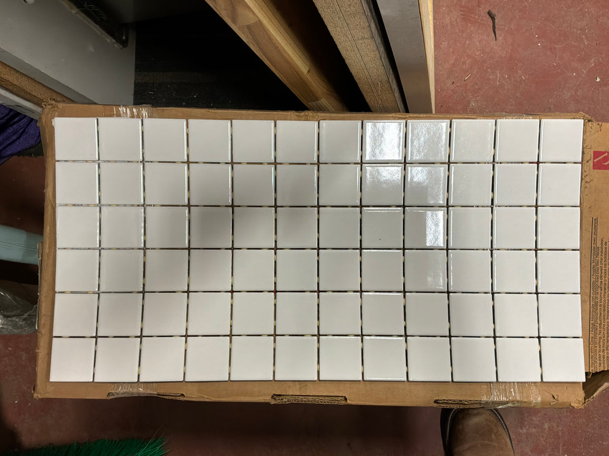 2” x 2” Glossy White Mosaic Tile