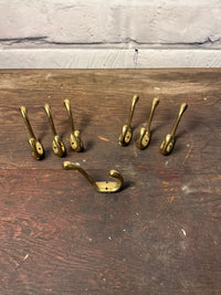 7 Vintage Solid Brass Coat Hooks