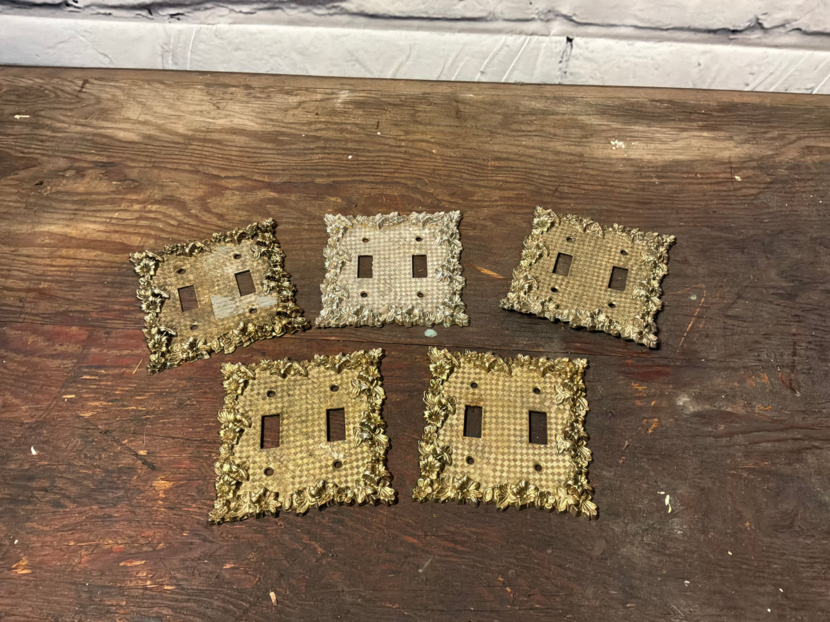 Vintage Metal Double Toggle Light Switch Covers