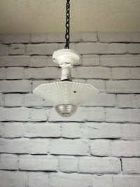 Antique Ceiling Mount Light Fixture with Iridescent Glass Shade