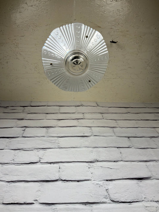 Antique Ceiling Mount Light Fixture with Iridescent Glass Shade