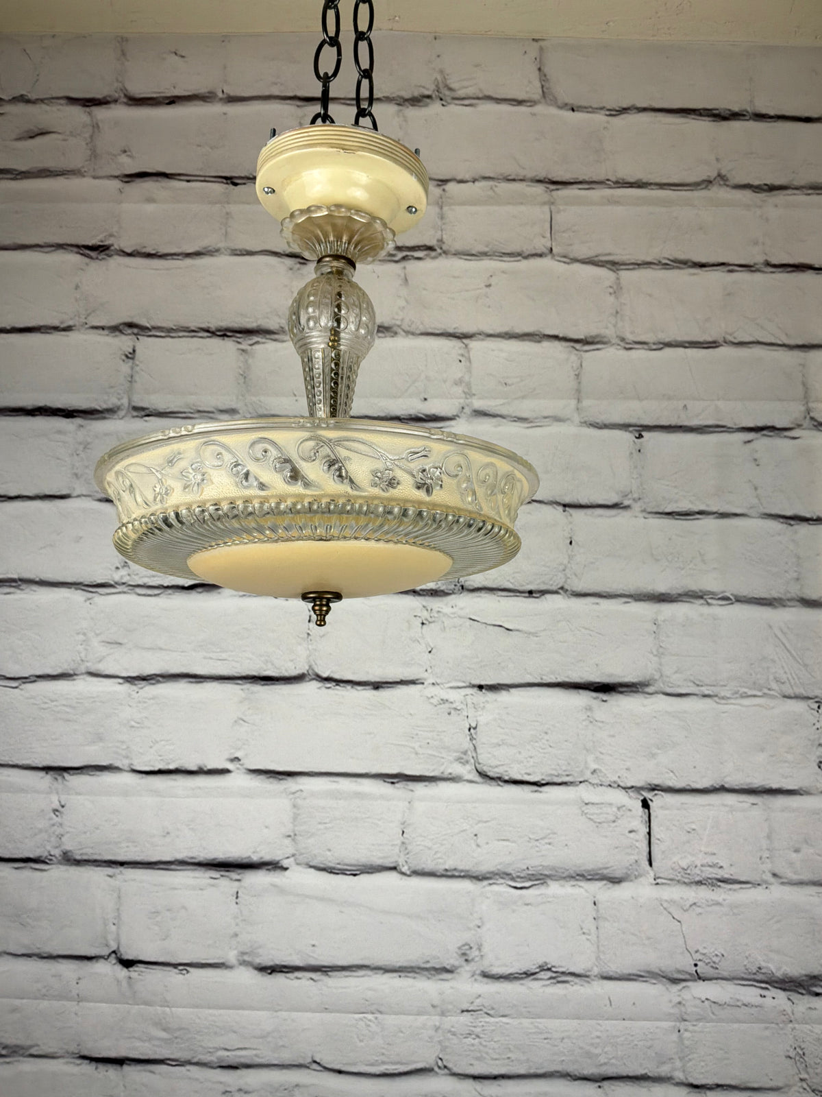 Antique Ceiling Mount Light Fixture with Ornate Post
