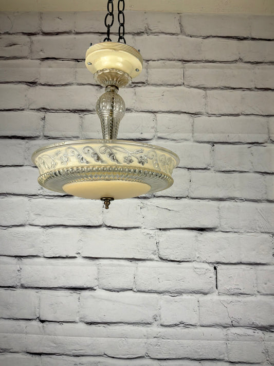 Antique Ceiling Mount Light Fixture with Ornate Post