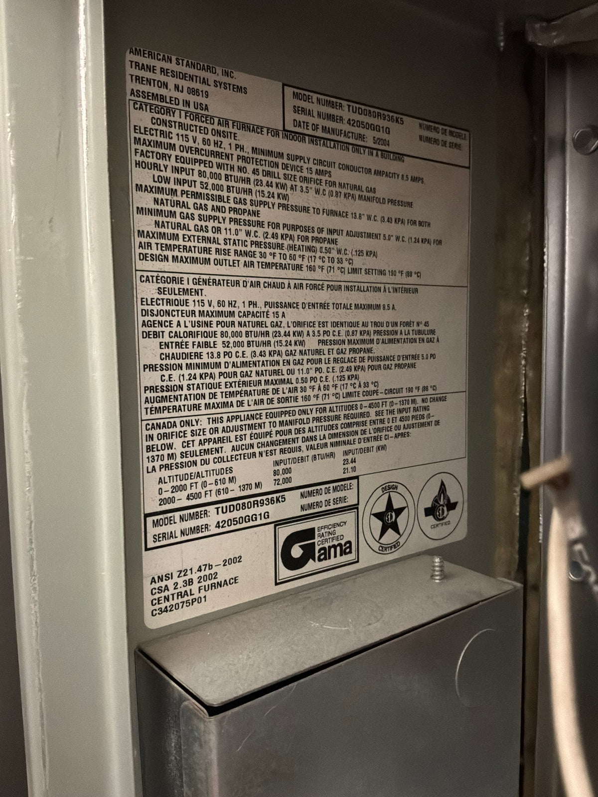 Trane Mid Efficiency Furnace