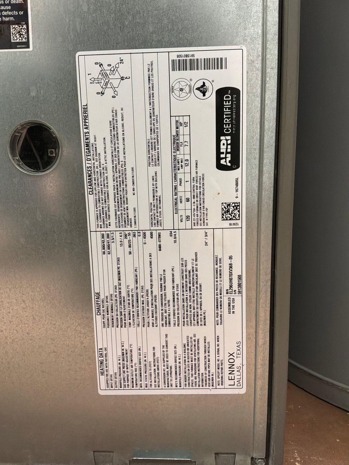 Lennox High Efficiency Furnace and Air Conditioner