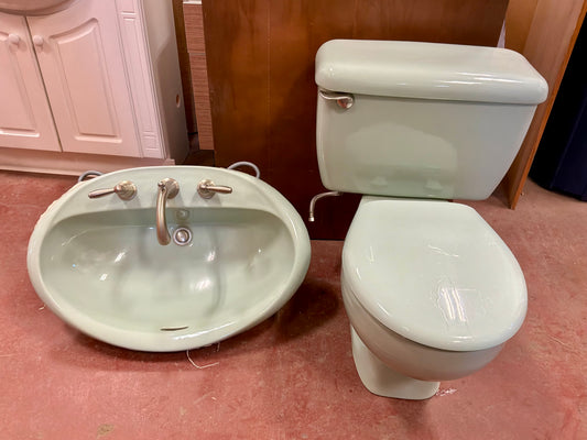 Gorgeous Vintage Mint Green Sink and Toilet