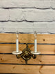 Antique Brass and Marble Candelabra Style Wall Sconce