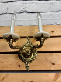 Antique Brass and Marble Candelabra Style Wall Sconce