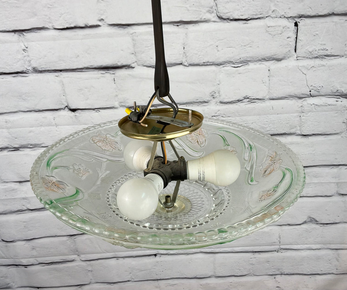 Vintage Floral Semi Flush Mount Light Fixture