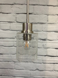 Seeded Glass Brushed Silver Pendant Light