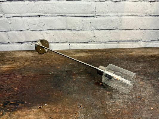 Seeded Glass Brushed Silver Pendant Light
