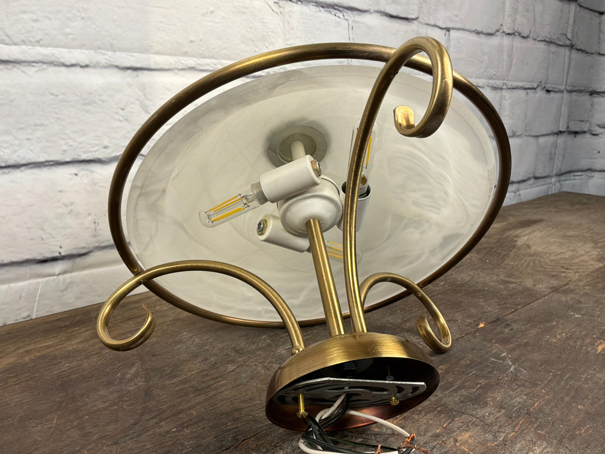 Brushed Gold Semi Flush Mount 3 Bulb Light Fixture
