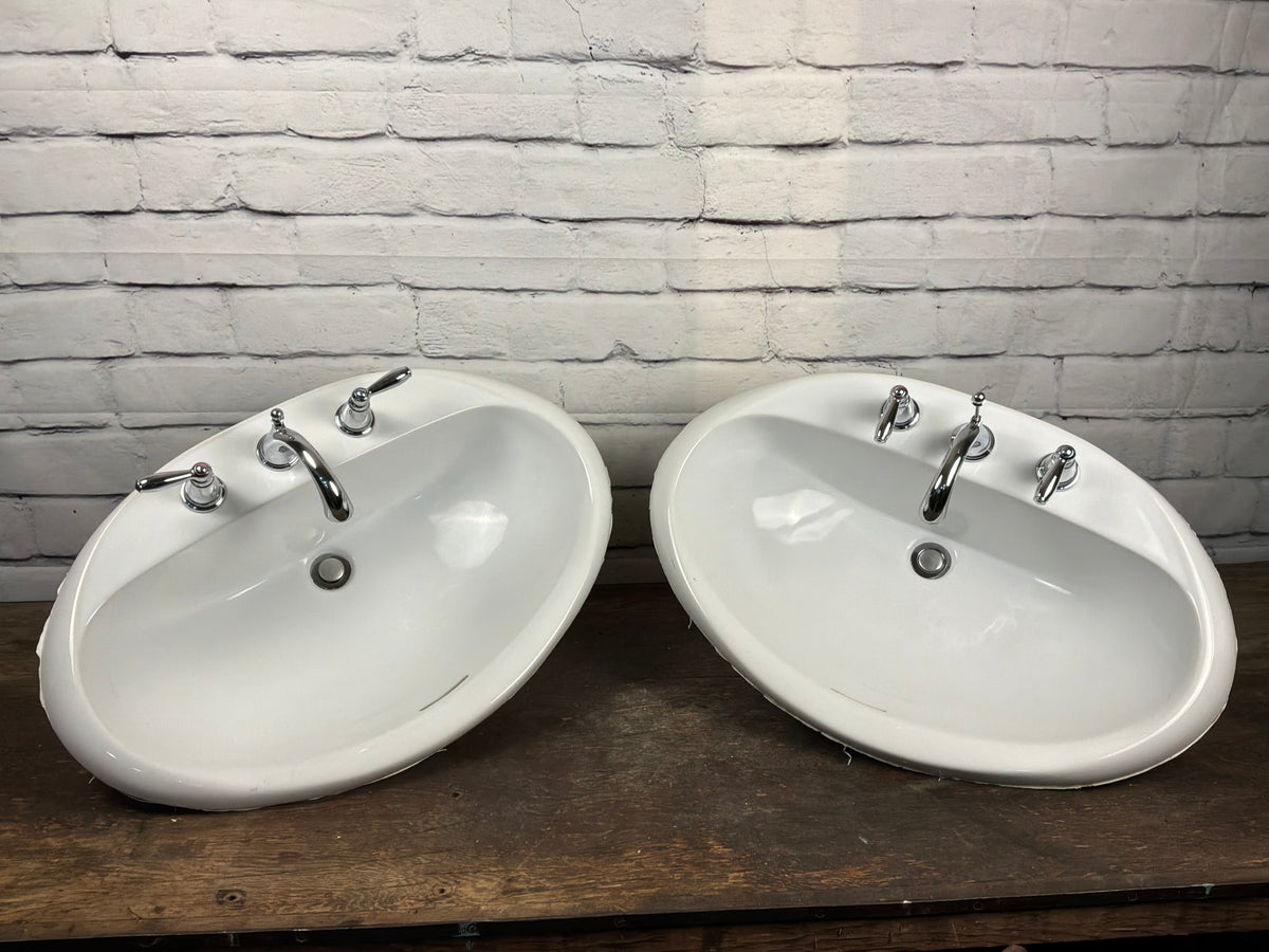 Porcelain Bathroom Sink with Moen Taps