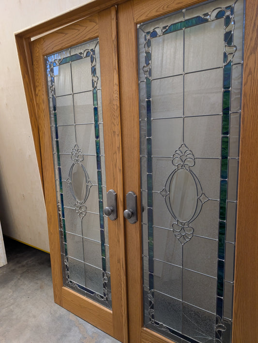 Gorgeous Stained Glass Double Door Set in Frame