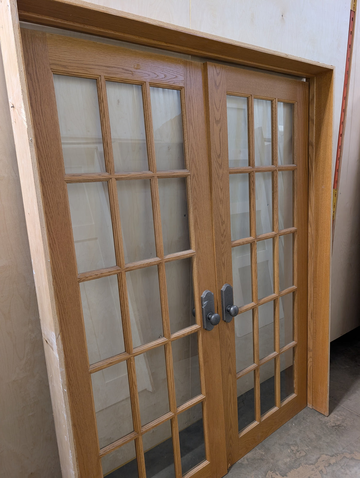 Oak Double French Door Set in Frame