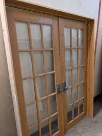 Oak Double French Door Set in Frame