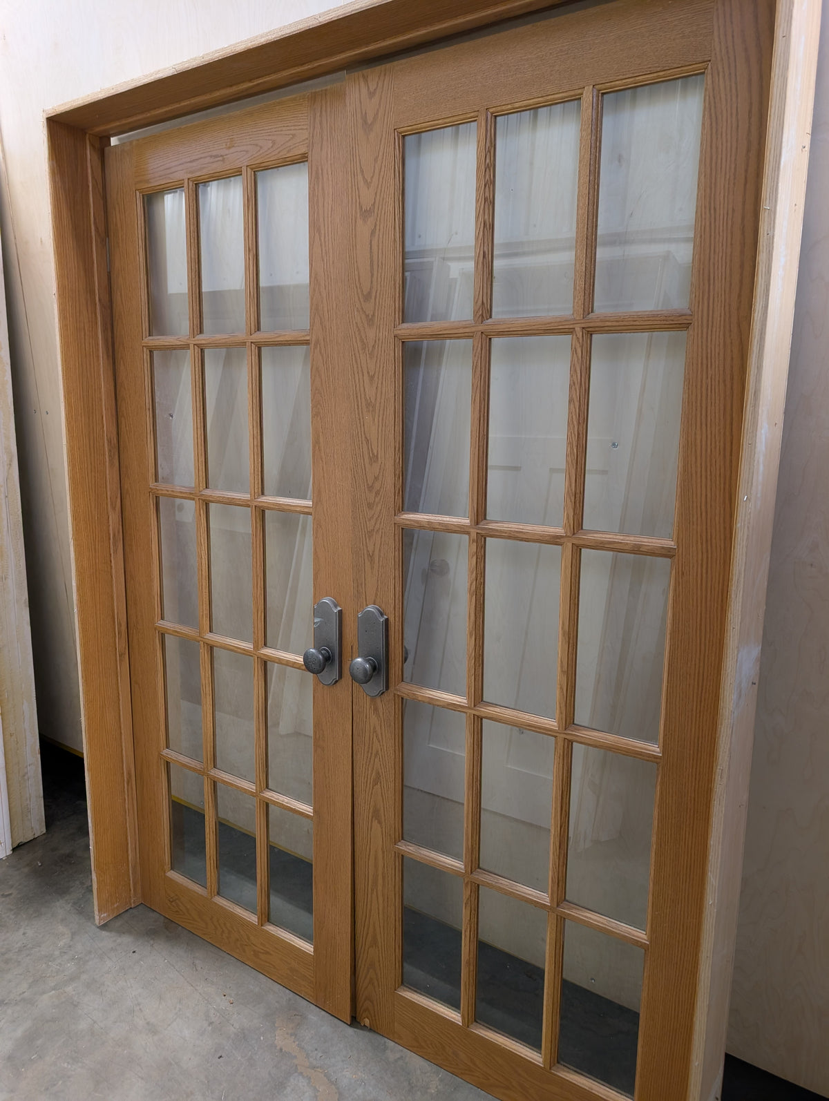 Oak Double French Door Set in Frame