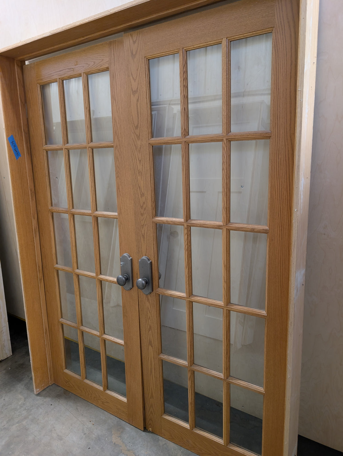 Oak Double French Door Set in Frame