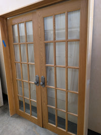 Oak Double French Door Set in Frame