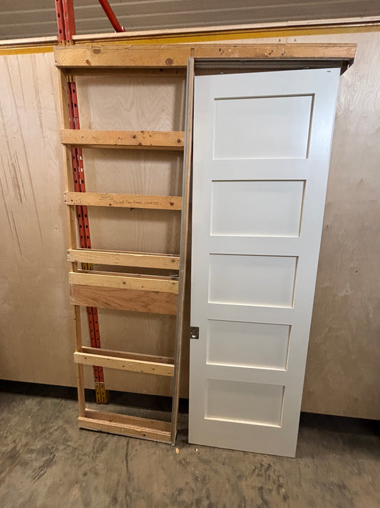 8ft Residential 5 Panel Pocket Door with Frame